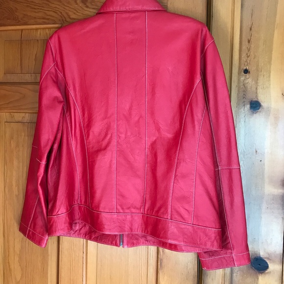 Women's Red Leather Jacket Size XL - Picture 5 of 5